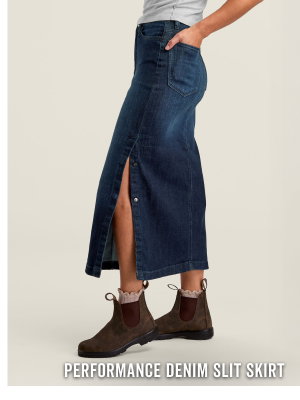 Shop the Performance Denim Slit Skirt