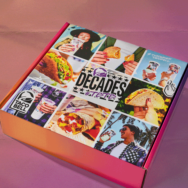 Various Taco Bell Decades items.