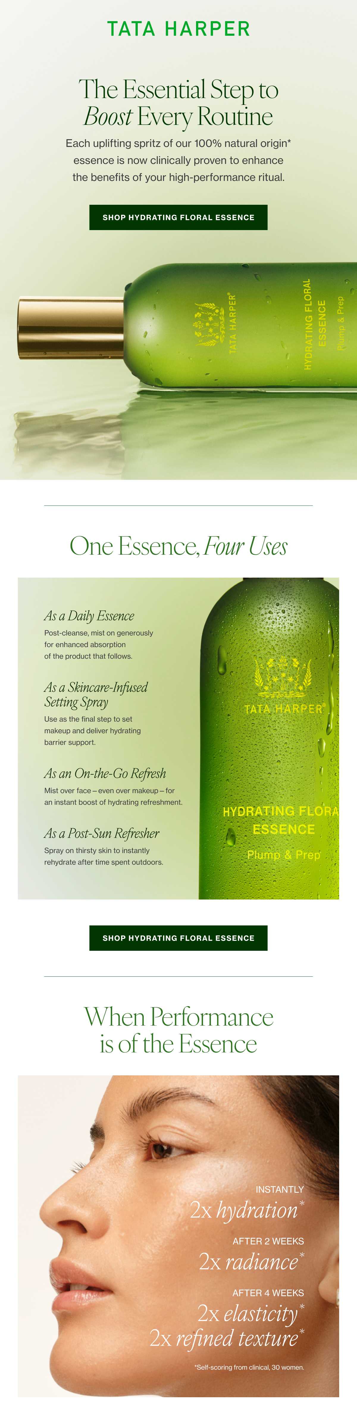 Each uplifting spritz of our 100% natural origin* essence is now clinically proven to enhance the benefits of your high-performance ritual.   