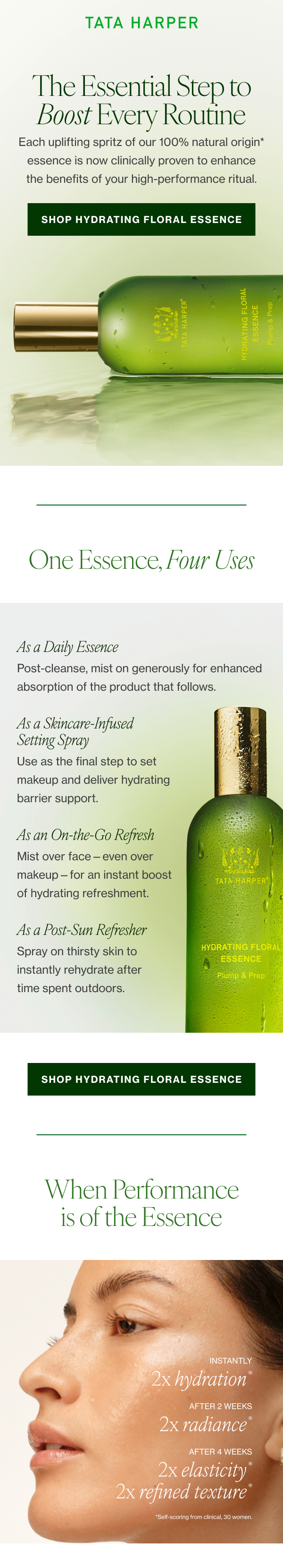 Each uplifting spritz of our 100% natural origin* essence is now clinically proven to enhance the benefits of your high-performance ritual. 