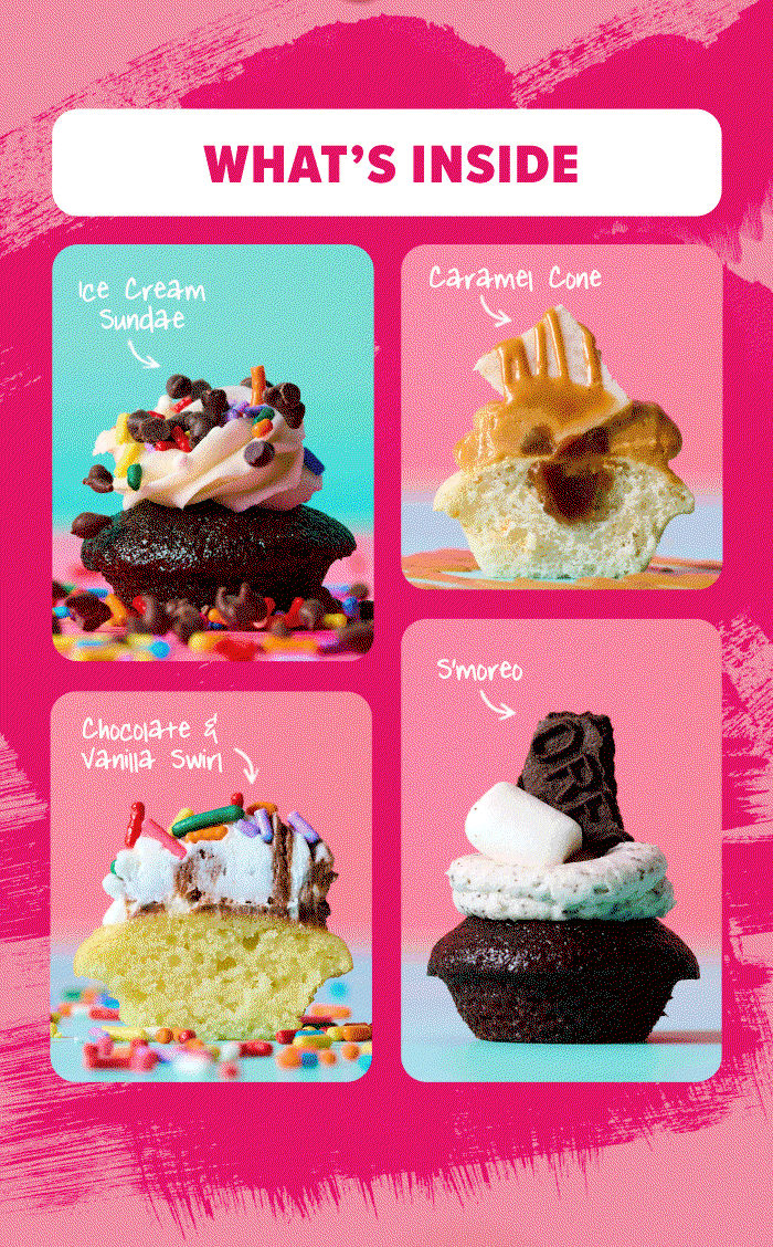 What's inside: Flavors include ice cream sundae, caramel cone, chocolate & vanilla swirl, and s'moreo.