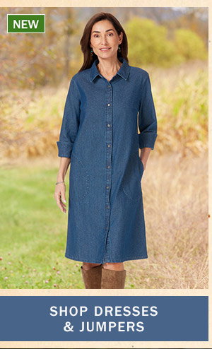 Shop Dresses & Jumpers. New: Casual Denim Shirtdress With 3/4 Sleeves