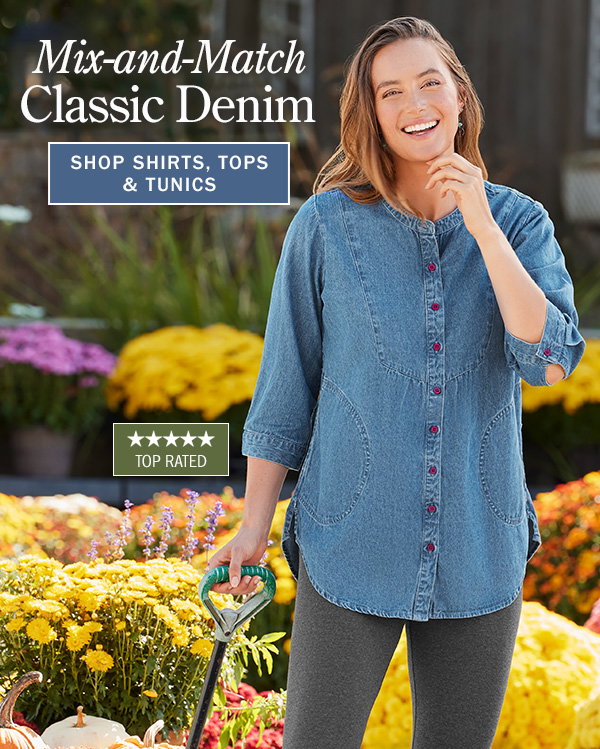 Mix-and-Match Classic Denim. Shop Shirts, Tops & Tunics. Top Rated: Denim Tunic With Pockets