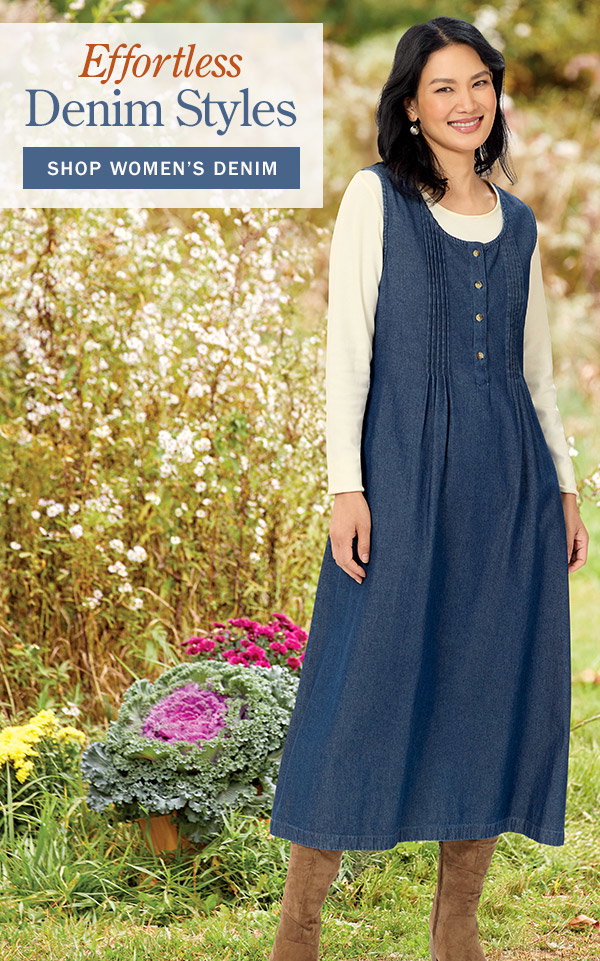 Effortless Denim Styles. Shop Women's Denim. Denim Pintuck Jumper