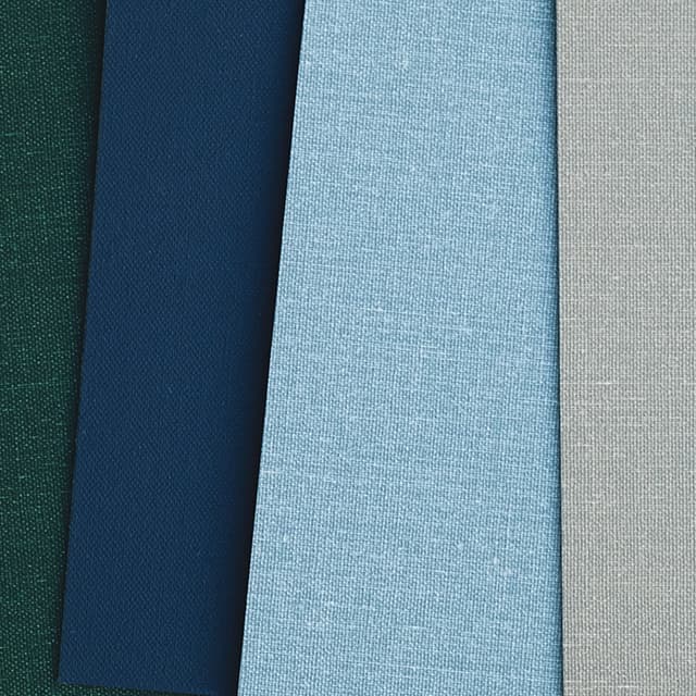 Bookcloth covers are textured and water-resistant in classic hues for a timeless look.