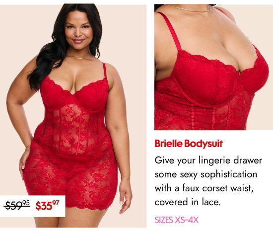 Brielle Bodysuit - Give your lingerie drawer some sexy sophistication with a faux corset waist, covered in lace. SIZES XS–4X