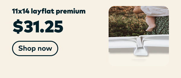 11x14 premium layflat. $31.25. Shop now.