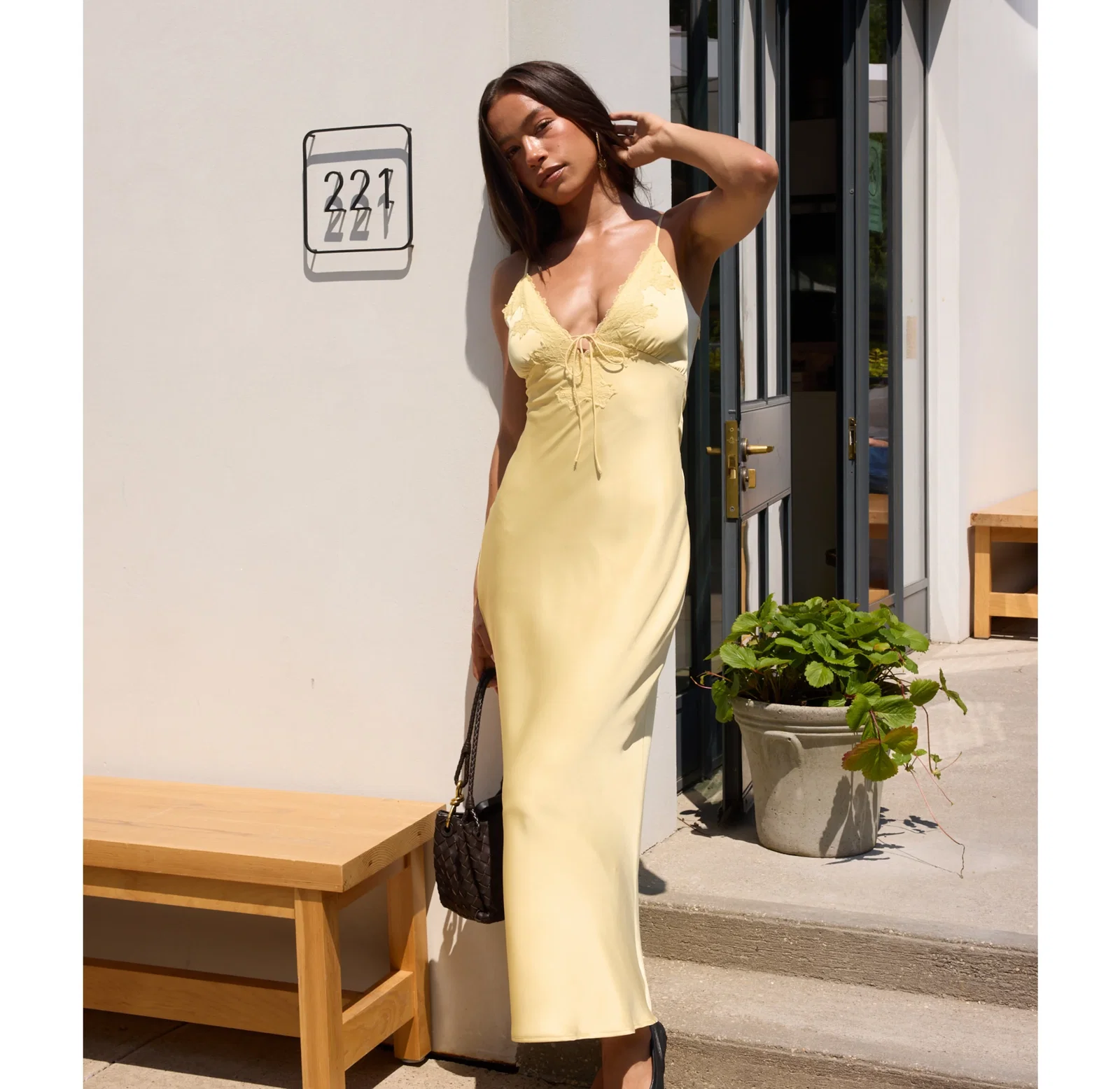 Lace Satin Maxi Dress