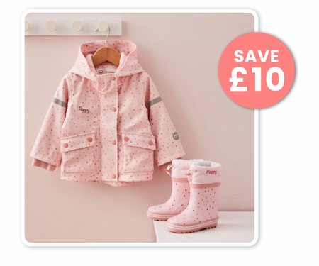 Personalised Pink Spot Rainy Day Set