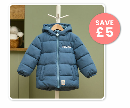 My Kids Personalised Blue Padded Jacket