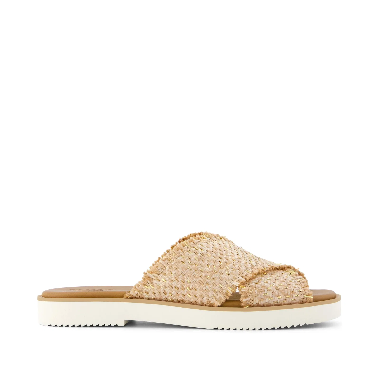 Womens Mae Crossover Slide Sandal Natural Metallic Rafia - 5 