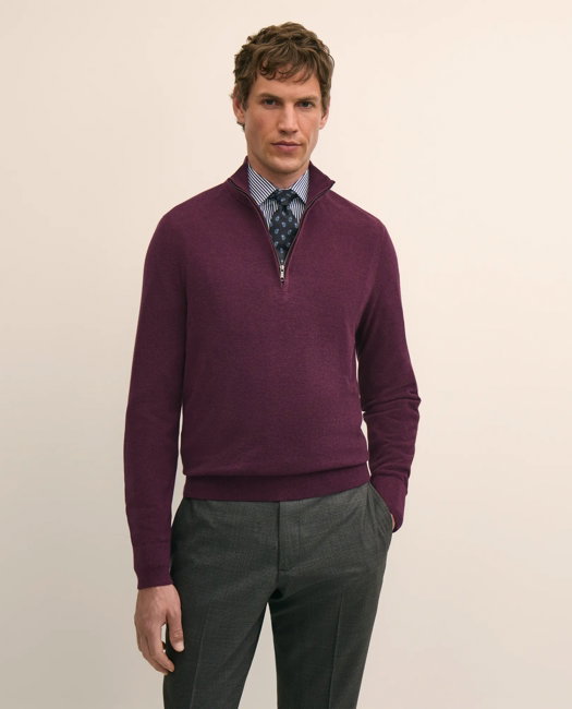 Image of Supima® Cotton Pique Quarter-Zip Sweater