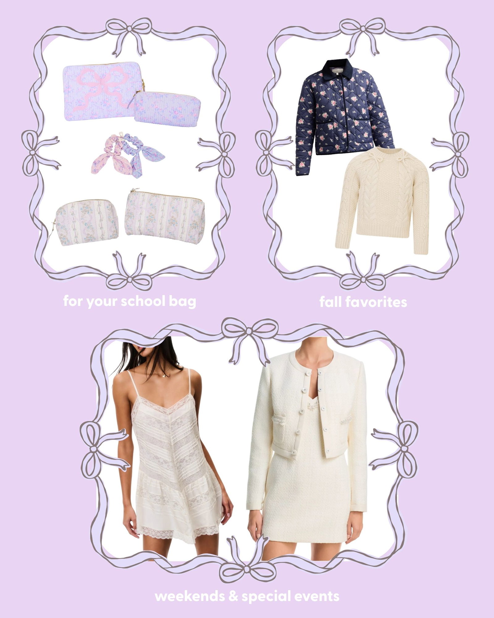 For your school bag, fall favorites, weekends and special events