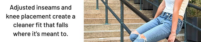 Adjusted inseams and knee placement create a cleaner fit that falls where it's meant to.