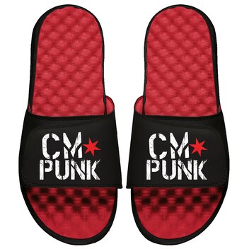 Unisex ISlide Black CM Punk Stacked Logo Slide Sandals