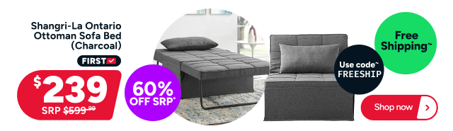 Shangri-La Ontario Ottoman Sofa Bed (Charcoal)