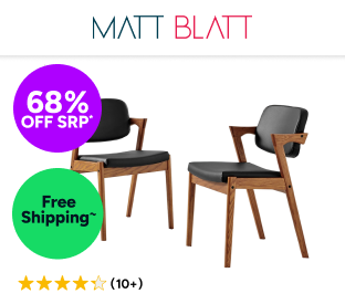 Set of 2 Matt Blatt Kai Replica Danish Dining Chairs (Black PU/Walnut) Product Image
