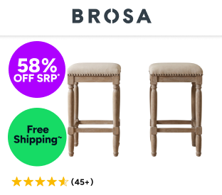 Set of 2 Brosa Clovis Bar Stools (French Beige, 65cm) Product Image