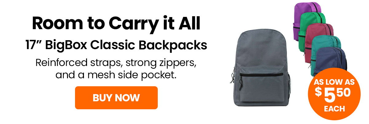 BigBox Classic Backpacks, Assorted, 17"