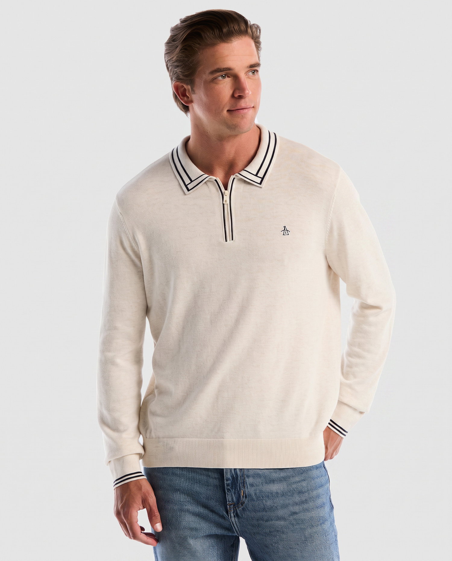 Tipped Quarter Zip Sweater Polo