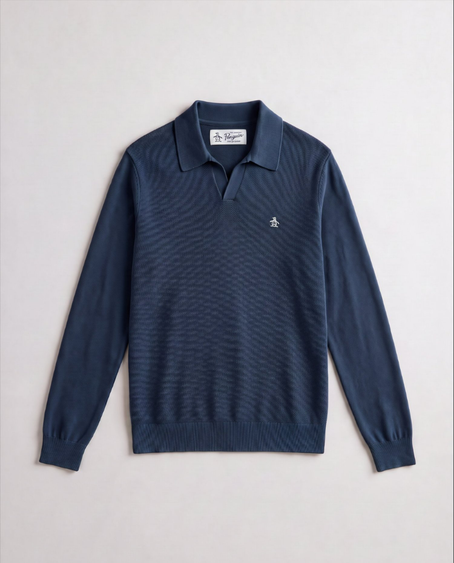 Honeycomb Johnny Collar Long Sleeve Sweater Polo