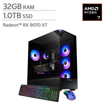 iBUYPOWER Element Gaming PC Desktop with AMD Ryzen 7 X3D Processor and Radeon RX 9070 XT Graphics