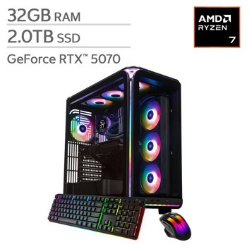 iBUYPOWER Element Gaming PC Desktop with AMD Ryzen 7 Processor and NVIDIA GeForce RTX 5070 Graphics