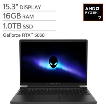 Alienware 15.3-inch Gaming Laptop with AMD Ryzen 7 Processor and NVIDIA GeForce RTX 5060 Graphics