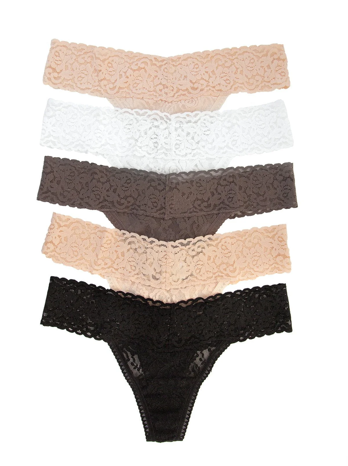 Image of Signature Stretch Lace Low Rise Thong 5-Pack