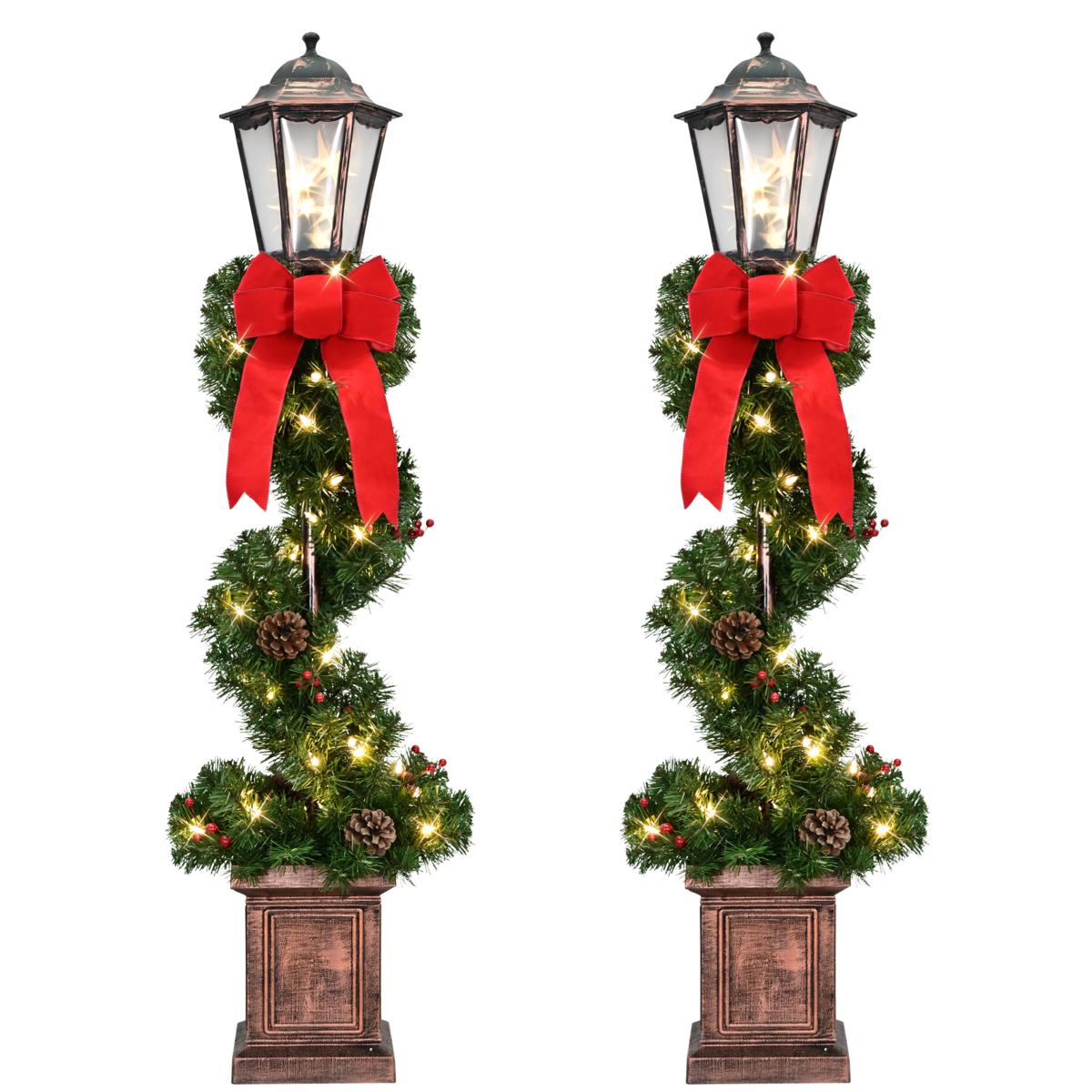 Puleo International Set of 2 Pre-Lit 4-foot Artificial Tree Lamp Posts