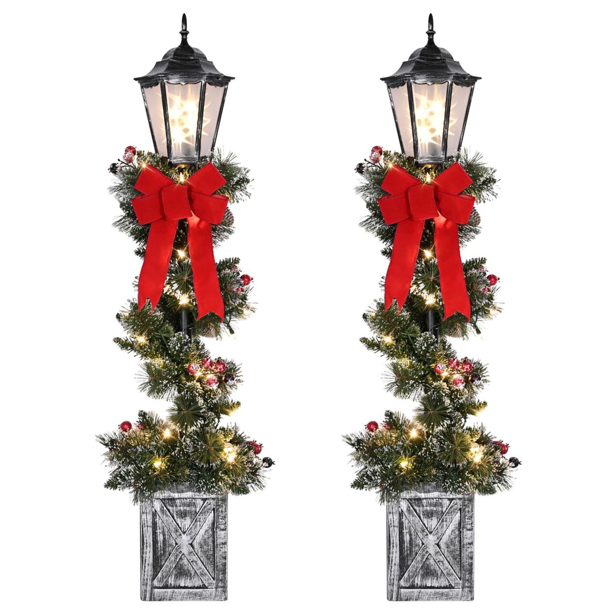 Puleo International Set of 2 Pre-Lit 4-foot Artificial Tree Lamp Posts