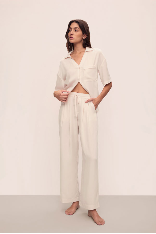 Tencel Woven Relaxed Button Front Top