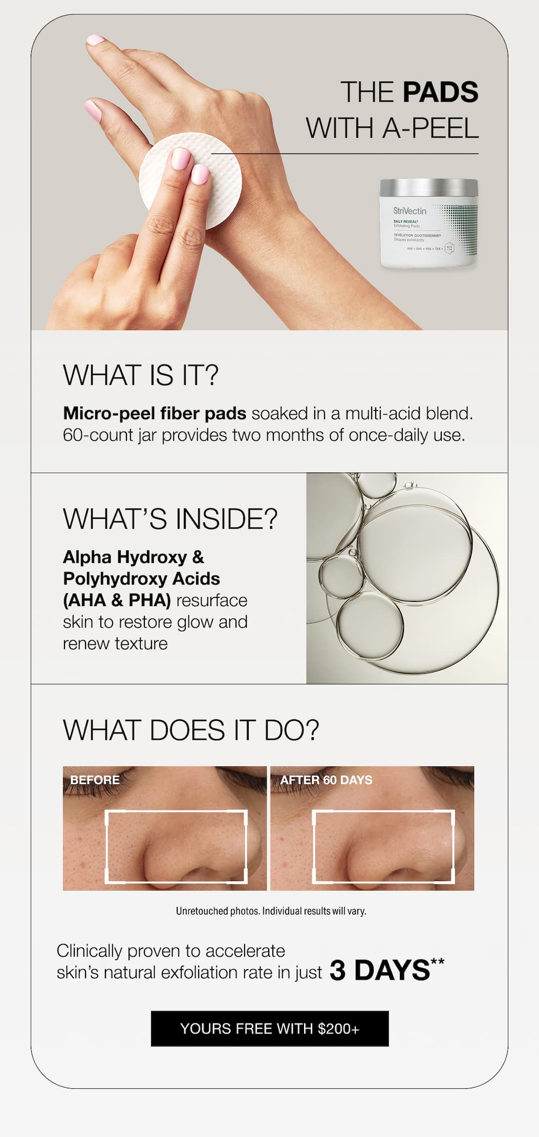 Get StriVectin Daily Reveal Exfoliating Pads for FREE with $200+ spend