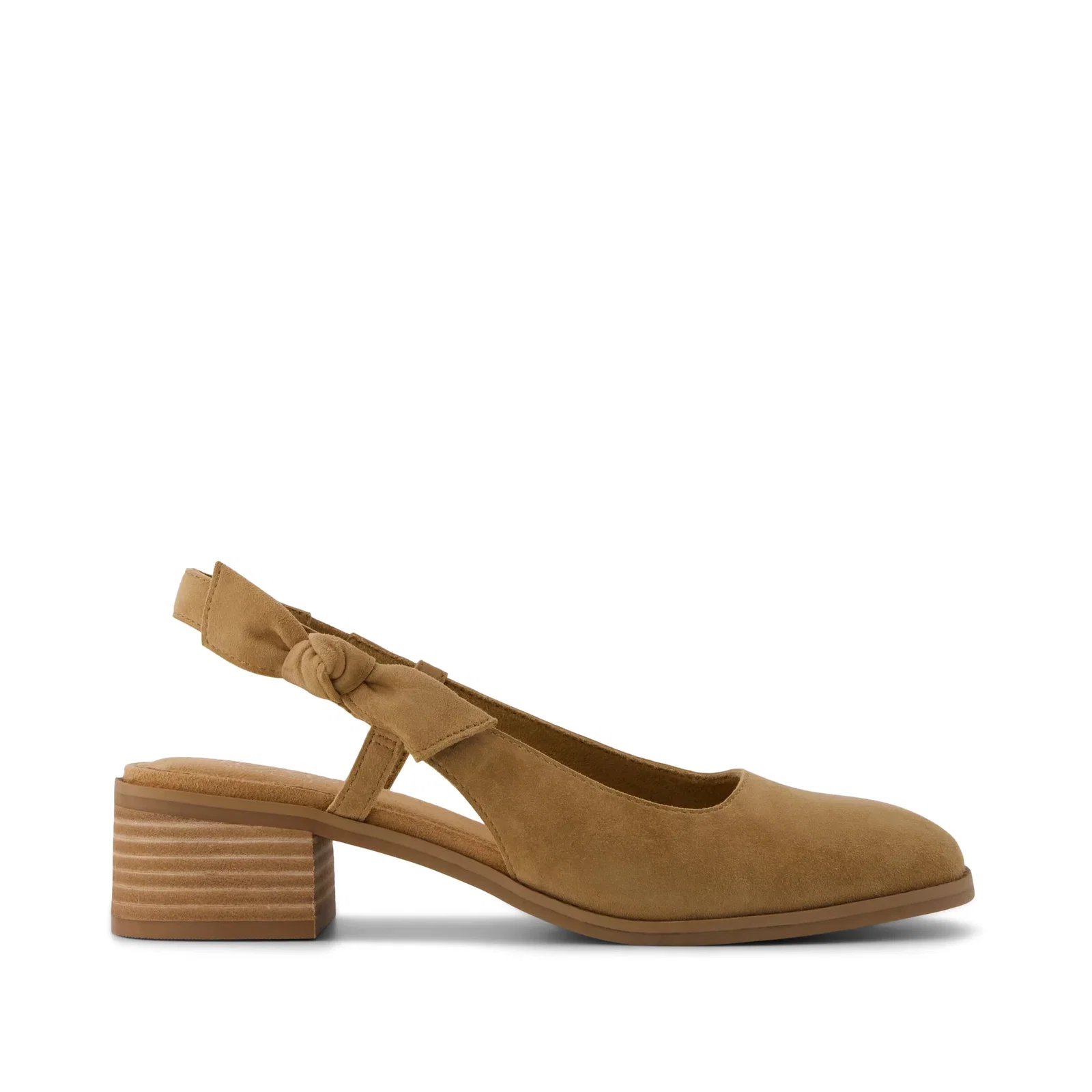 Image of Womens Jaclyn Slingback Bow Heel Toffee Kid Suede