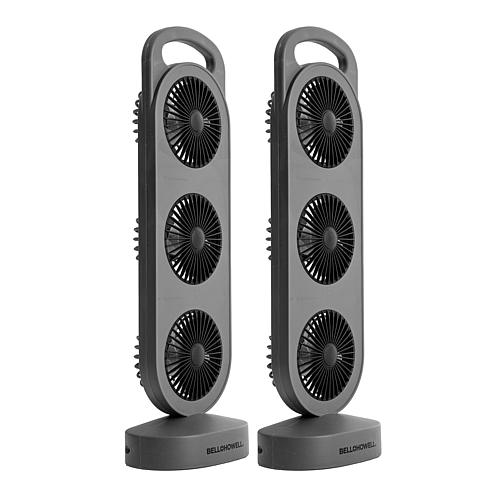 Bell + Howell 2pk Rechargeable 3 Tier Fans with Charging Block