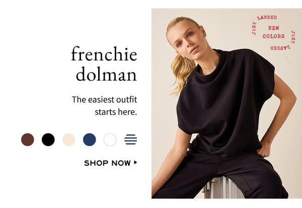 Frenchie Dolman - The easiest outfit starts here. - Shop now - Image of a woman wearing a black French terry dolman top