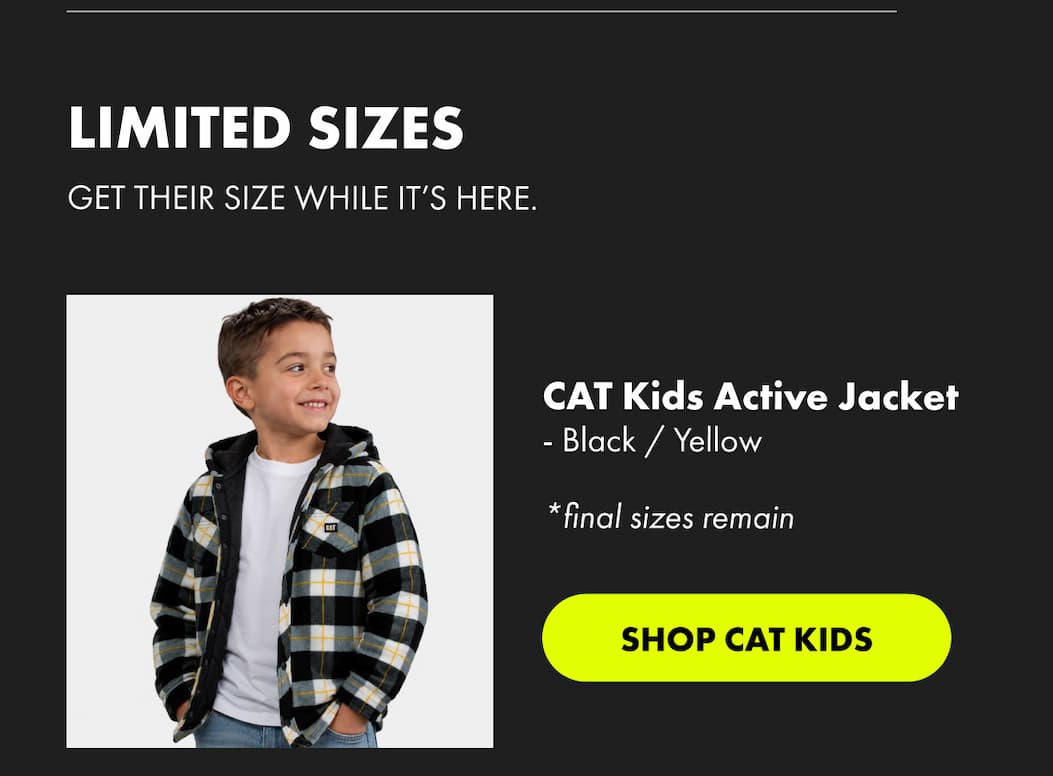 CAT Kids Active Jacket - Black / Yellow | SHOP CAT KIDS