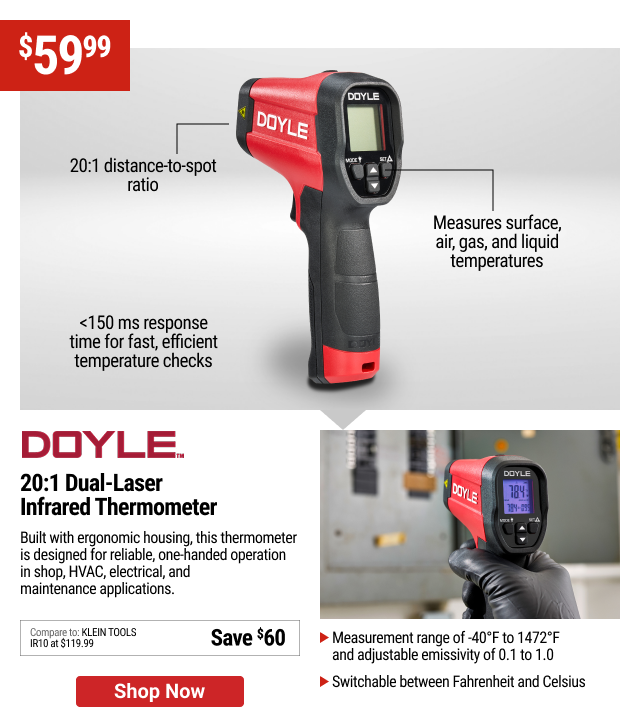 DOYLE 20:1 Dual-Laser Infrared Thermometer