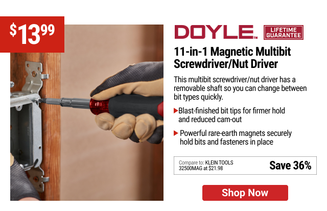 DOYLE 11-in-1 Magnetic Multibit Screwdriver/Nut Driver