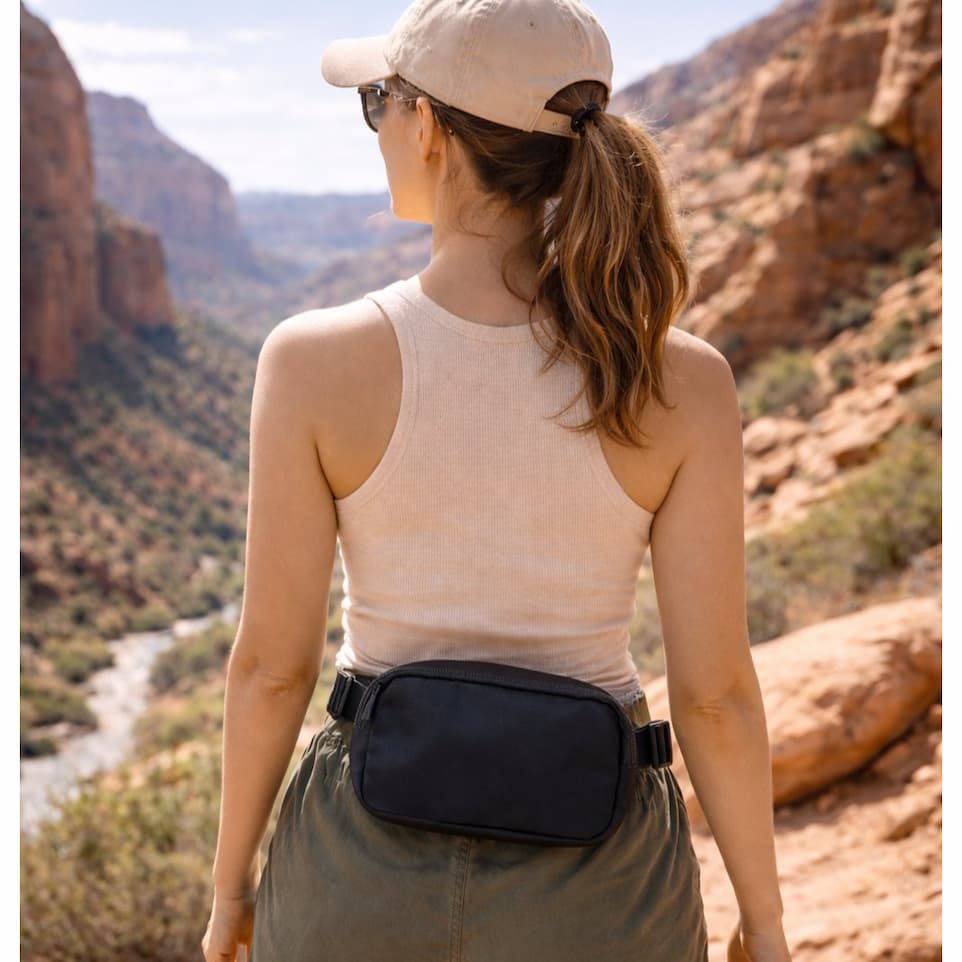 Woman with fanny pack