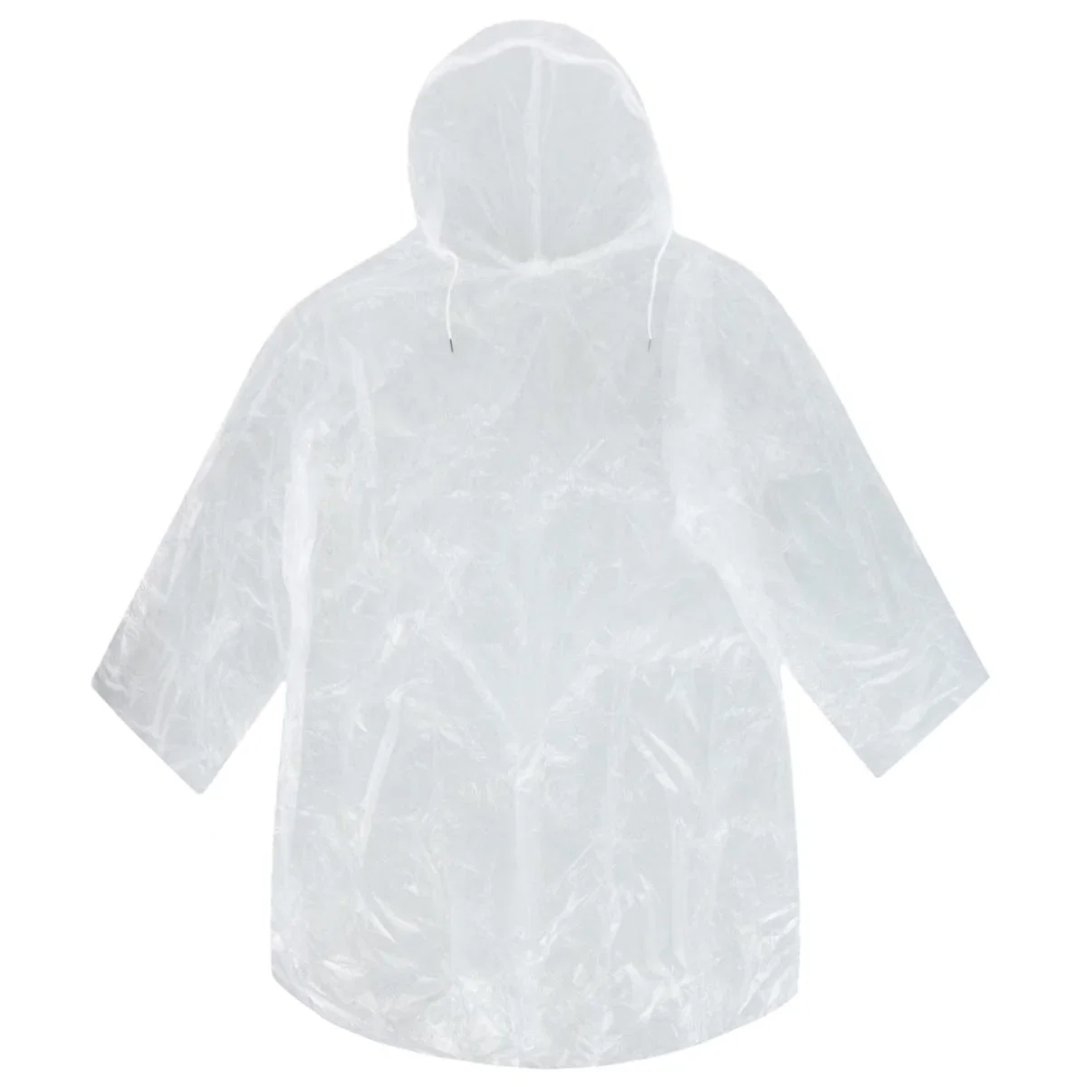 Image of CTM® Adult Clear Rain Poncho with Drawstring Hood