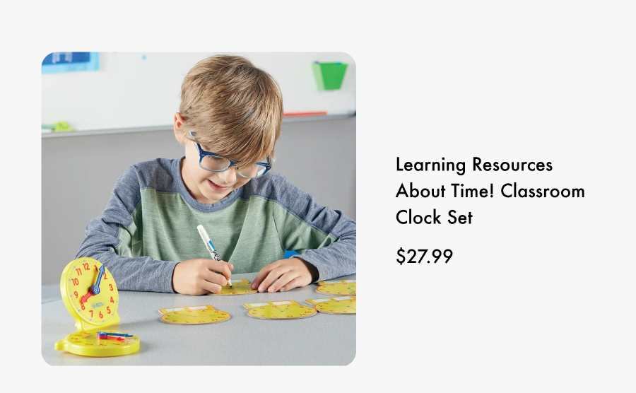 Learning Resources About Time! Classroom Clock Set. $27.99.