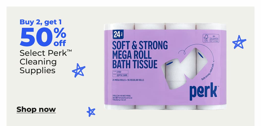 Buy 2, Get 1 50% off Select Perk® Cleaning Supplies - Shop now