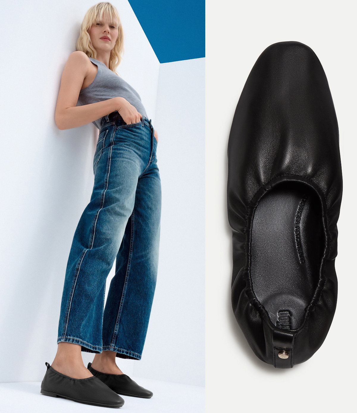 DELICATO Poise Leather Ballerinas Black