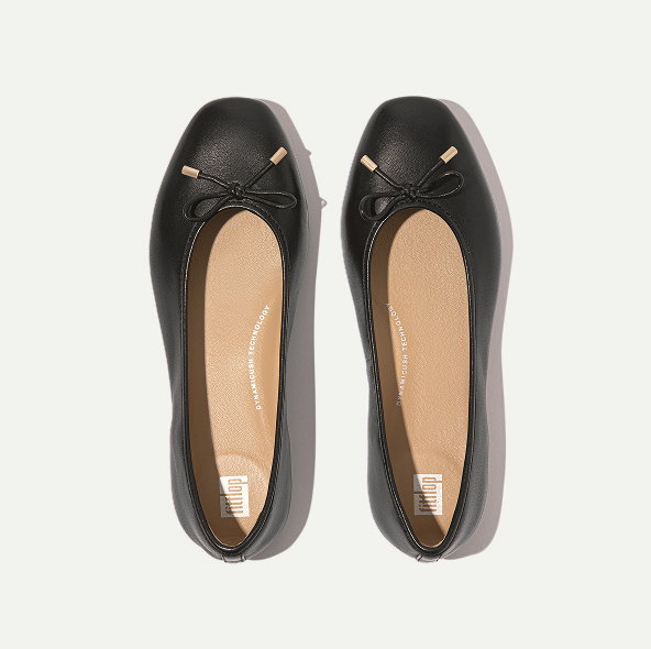DELICATO Bow Soft Leather Ballerinas Brown