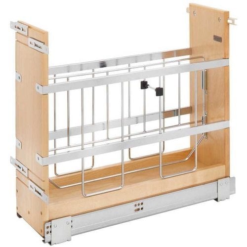 Rev-A-Shelf 447-BCSC-6C, 7-1/8 Inch Width Pullout Tray Divider/Foil Wrap Holder With Blumotion Soft-Close Slides, Light Brown