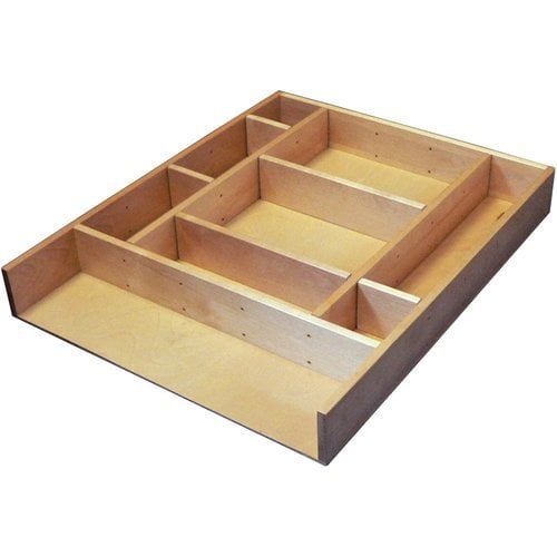 Rev-A-Shelf LD-4CT21-1, Customizable Drop-In Cutlery Drawer Organizer for 21 Inch Base Cabinet Drawers, Light Brown