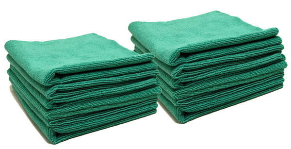 Image of Cobra 12 Pack Forrest Green Edgeless Microfiber Polishing Cloths 16 x 16 Inch