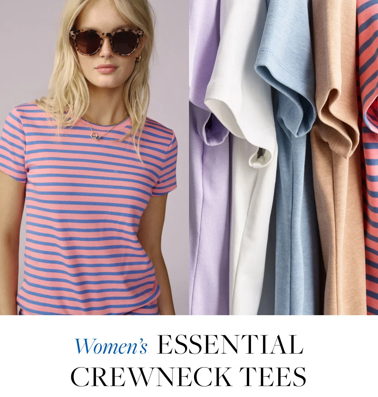 Women's Essential Crewneck Tees.