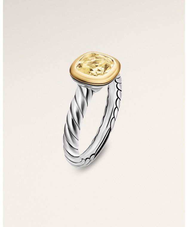DY Mercer® Color Stone RingSterling Silver with 18K Yellow Gold and Champagne Citrine, 7mm